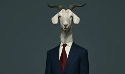 a goat in a suit 