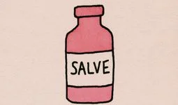 a pink bottle that says Salve