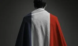 French banker wrapped in a French flag