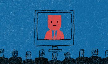 Red banker on a computer screen