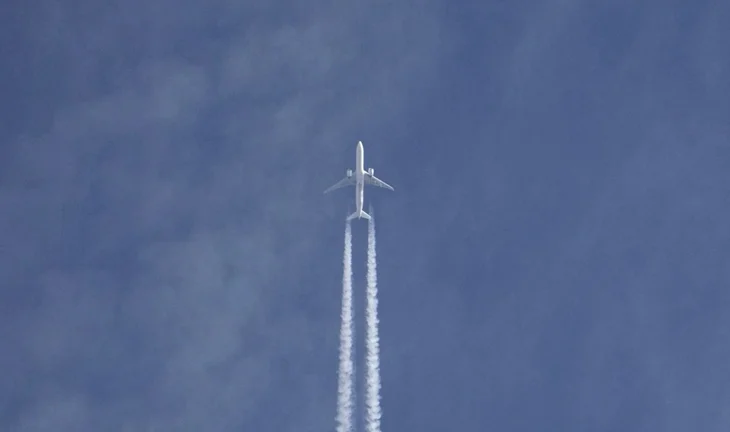 a plane against a blue sky