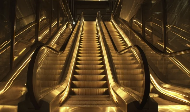 glowing escalator
