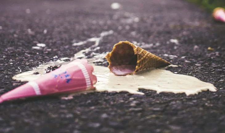 a spilled ice cream cone