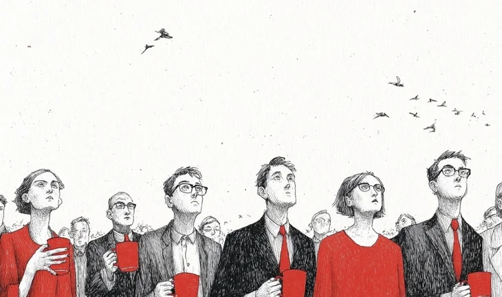 HSBC people looking at the sky 