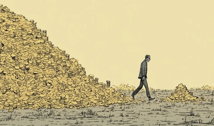 man among piles of money