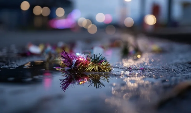 tinsel in a puddle 