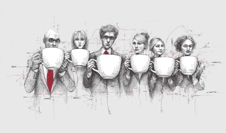 bankers with big coffees