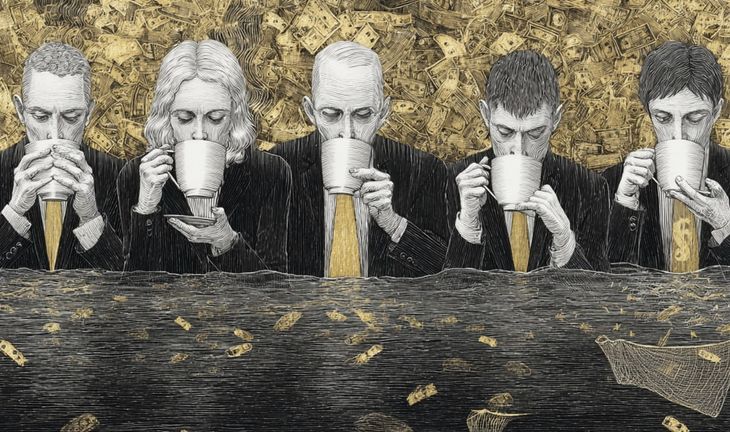 bankers drinking coffee 