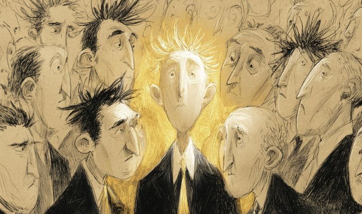 a group of bankers one in gold light 