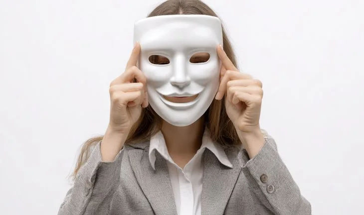 woman holding mask