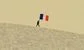 a mini banker holding a French flag